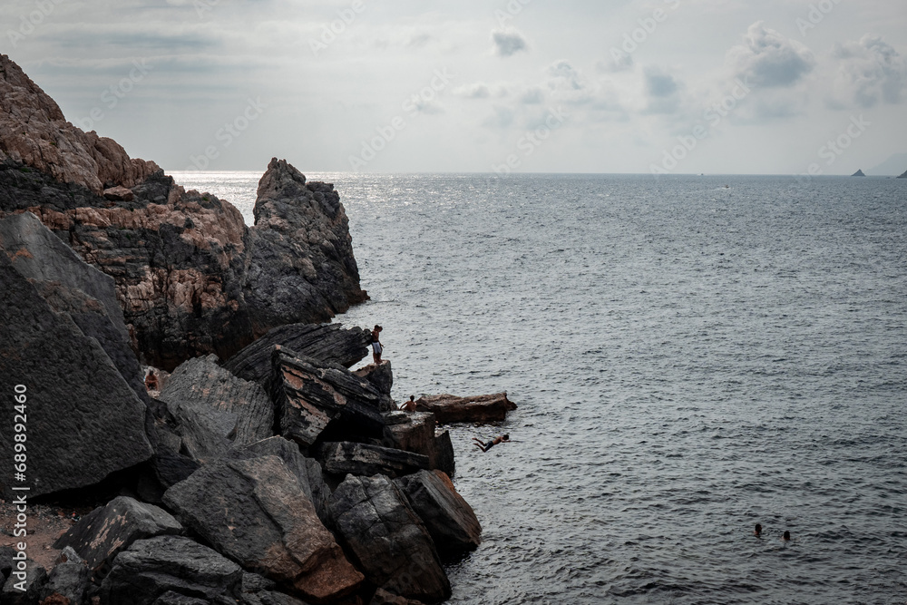 scenic landscape of ligurian sea and rocky cliffs in Portovenere, Italy. scenic landscape of ligurian sea and rocky cliffs in Portovenere, Italy.