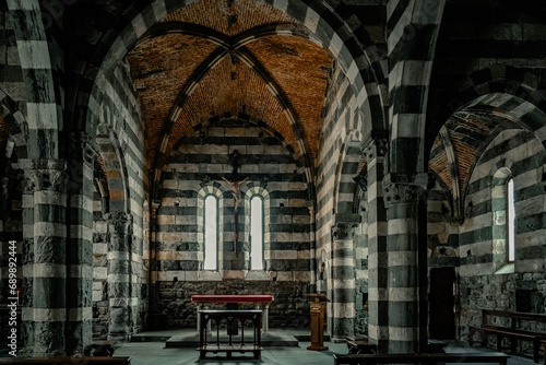 San Pietro or St Peter church in Portovenere, Italy. Romanesque architecture photo