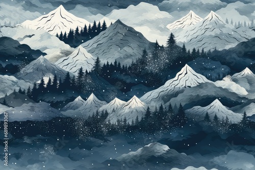 Winter mountains background