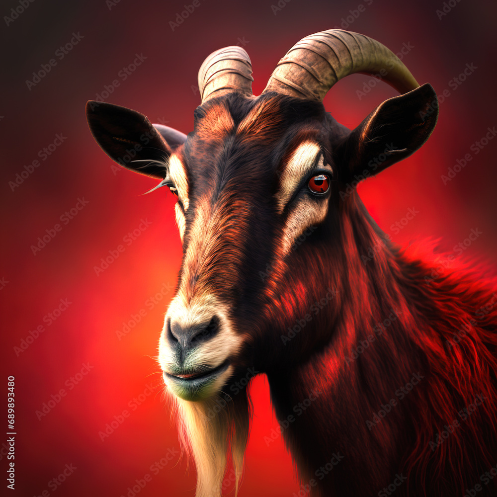 Detailed Close Shot of Red-Hued Goat Detailed Close Shot of Red-Hued Goat