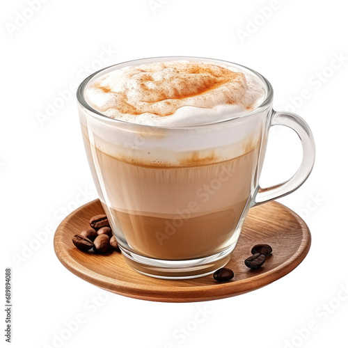 Latte coffee on a table with transparent background. © TheWaterMeloonProjec