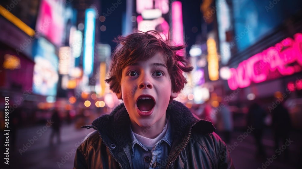 A young boy with a surprised look on his face. Generative AI. A young boy with a surprised look on his face. Generative AI.