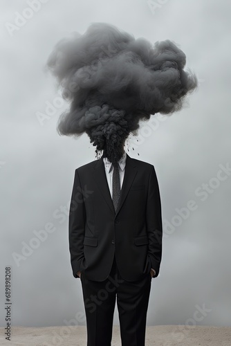 Wallpaper Mural Smoke head business man in a suit illustration made with Generative AI Torontodigital.ca