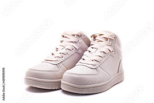 sneakers isolated on white background. Fashionable stylish sports casual shoes. Creative minimalistic layout with footwear.