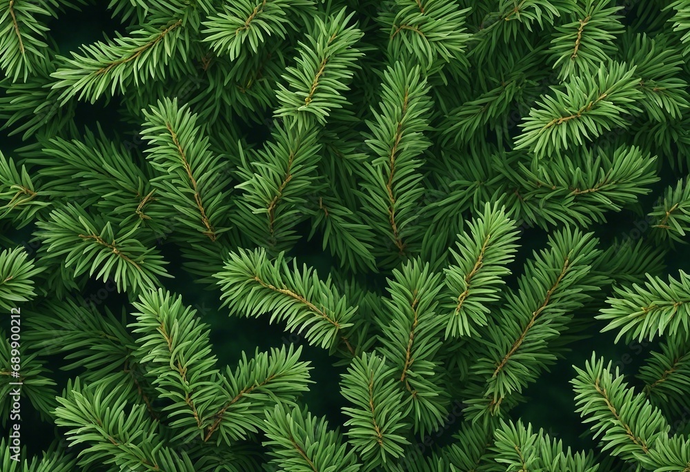 Fototapeta premium Decorative seamless Christmas pattern or frame with green coniferous branches