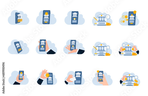 Online banking flat illustration template