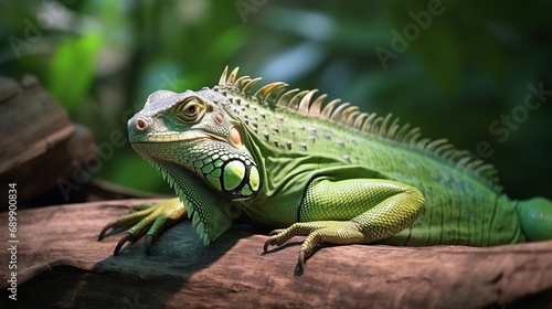 Green iguana also known as the American iguana is a lizard reptile in the genus Iguana generative ai