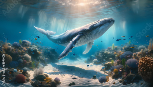 Majestic Whale's Underwater Ballet in the Ocean's Depths