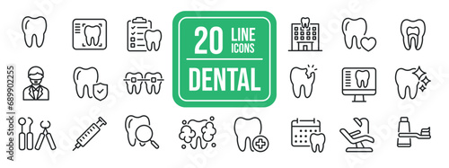 Dental thin line icons. Editable stroke. For website marketing design, logo, app, template, ui, etc. Vector illustration.