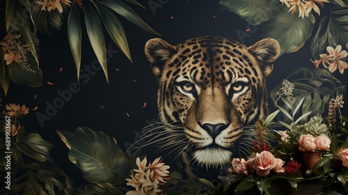 A close-up view of the wild animal textures in this wallpaper reveals the beauty of the abstract leopard and other creatures that bring the design to life.