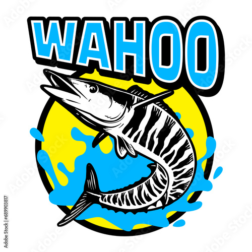 WAHOO FISH MASCOT LOGO TEMPLATE