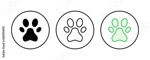 Paw icon set. paw print icon vector. dog or cat paw