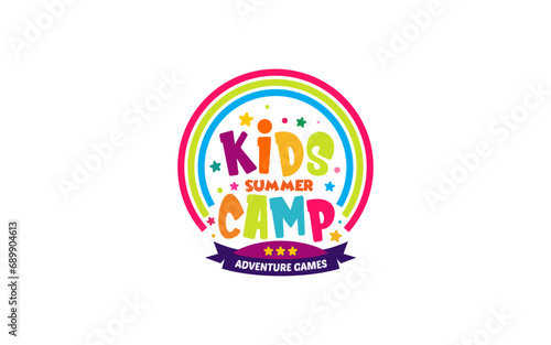 Illustration vector graphic of kids summer camp colour full logo design template