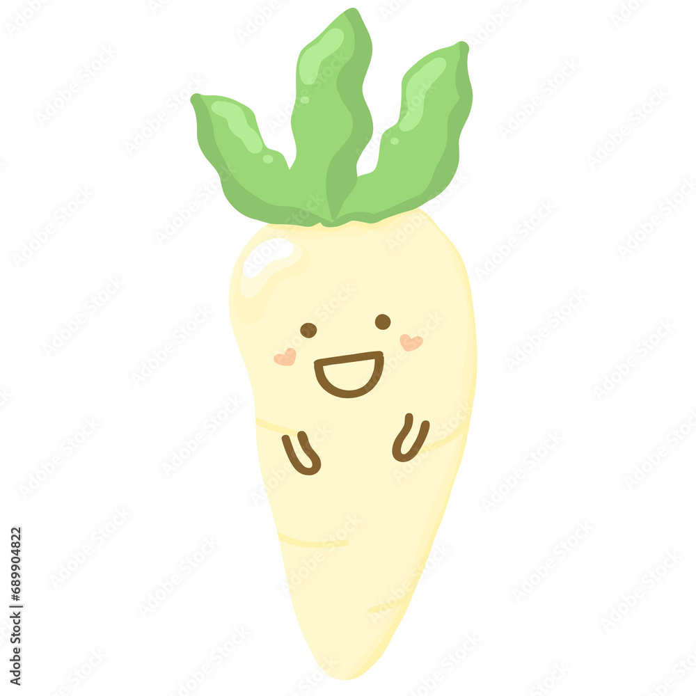 Cute white radish daikon cartoon character Cute white radish daikon cartoon character
