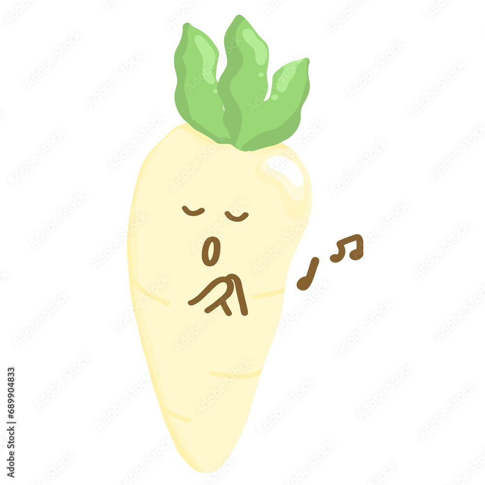 Cute white radish daikon cartoon character Cute white radish daikon cartoon character