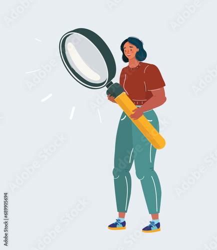 Woman with magnifying glass