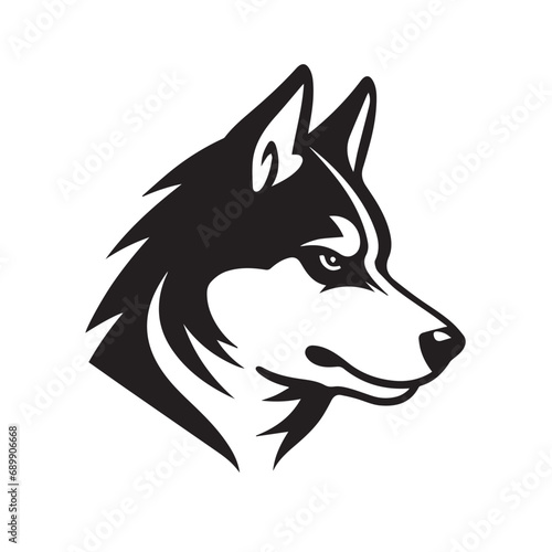 Siberian Husky in cartoon, doodle style. Isolated 2d vector illustration in logo, icon, sketch style, Eps 10, black and white. AI Generative