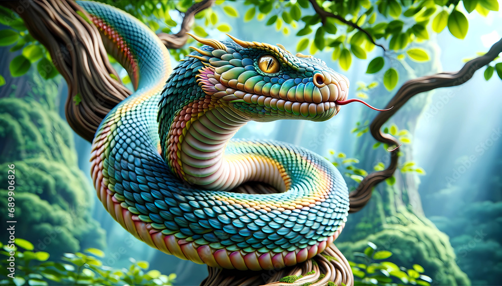 Serpentine Splendor: Vibrant Guardian of Eden Serpentine Splendor: Vibrant Guardian of Eden