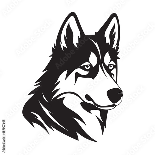 Siberian Husky in cartoon, doodle style. Isolated 2d vector illustration in logo, icon, sketch style, Eps 10, black and white. AI Generative