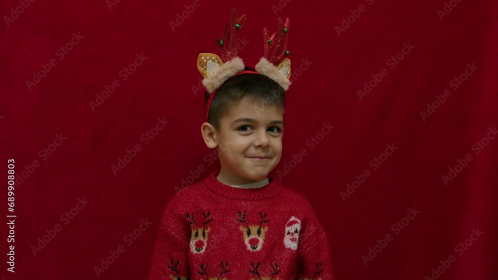 Angry child shaking his head as he dislikes his christmas gift. High quality 4k footage Angry child shaking his head as he dislikes his christmas gift. High quality 4k footage