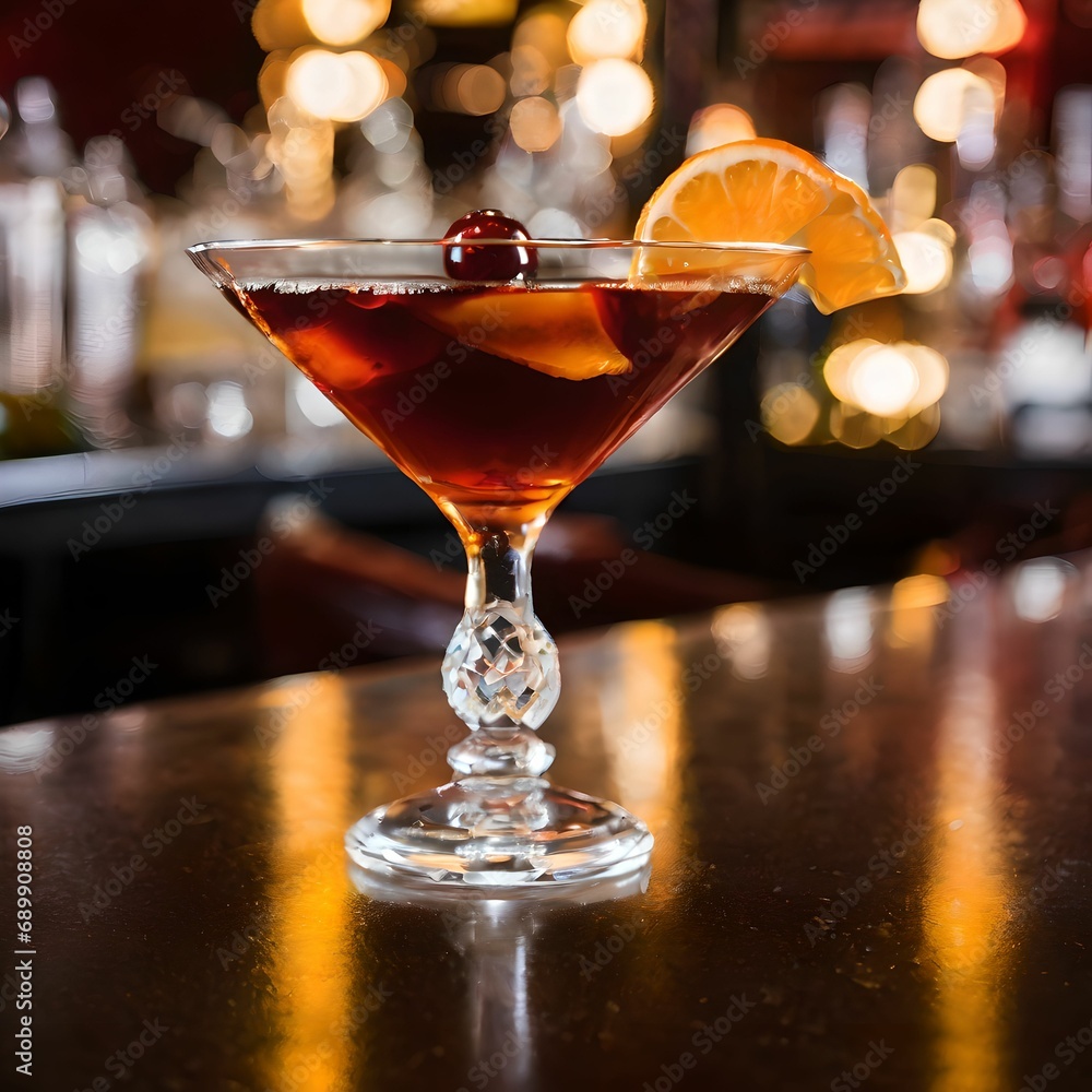 close up shot of Manhattan drink close up shot of Manhattan drink