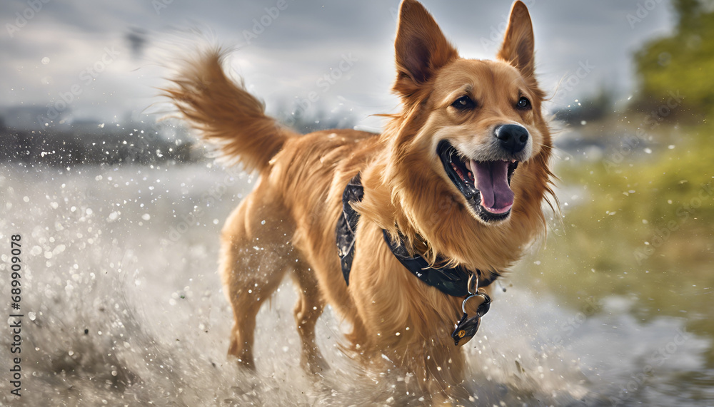 Bounding Bliss: A Playful Canine Splashing into Summer Adventure Bounding Bliss: A Playful Canine Splashing into Summer Adventure