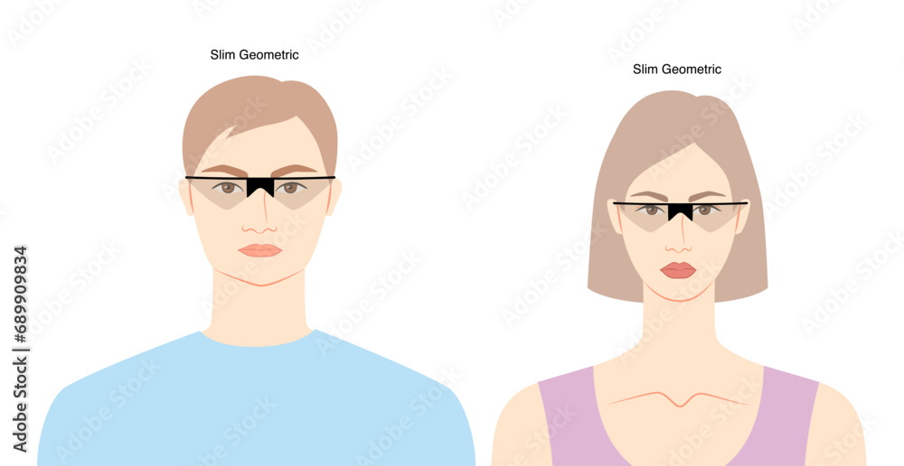 Slim Geometric frame glasses on women and men flat character fashion accessory illustration. Sunglass front view unisex silhouette style, rim spectacles eyeglasses, lens sketch style outline isolated Slim Geometric frame glasses on women and men flat character fashion accessory illustration. Sunglass front view unisex silhouette style, rim spectacles eyeglasses, lens sketch style outline isolated