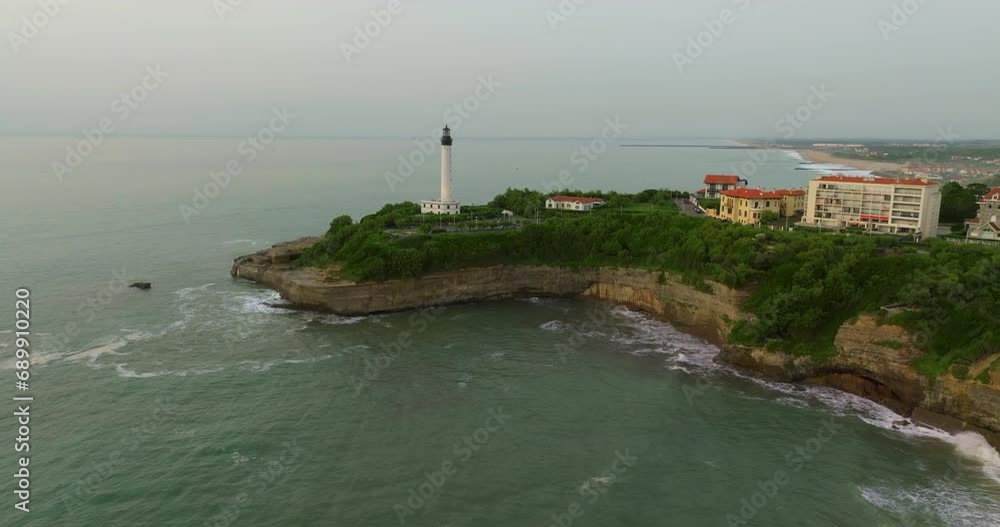 Biarritz, France Aerial view rocky cliff and lighthouse of Biarritz Biarritz, France Aerial view rocky cliff and lighthouse of Biarritz