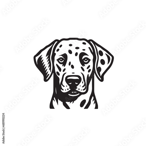 Dalmatian in cartoon  doodle style. Isolated 2d vector illustration in logo  icon  sketch style  Eps 10  black and white. AI Generative