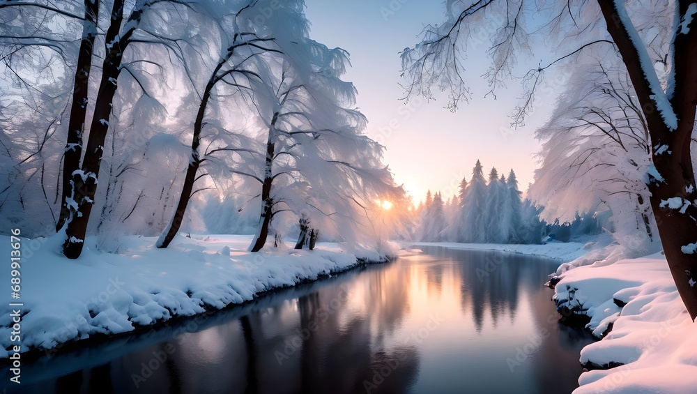 very beautiful winter landscape, natural scenery
