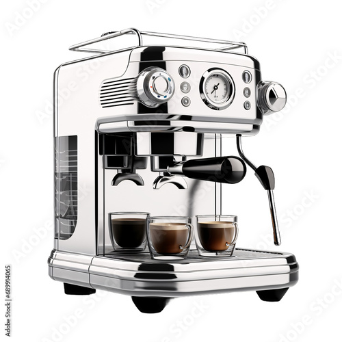 Stainless Steel espresso coffee maker machine isolated on transparent background photo