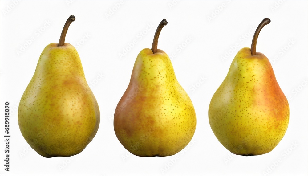 Pears isolated. Green pear with leaf on white background. With clipping path. One tasty ripe pear.
Pears isolated. Green pear with leaf on white background. With clipping path. One tasty ripe pear.