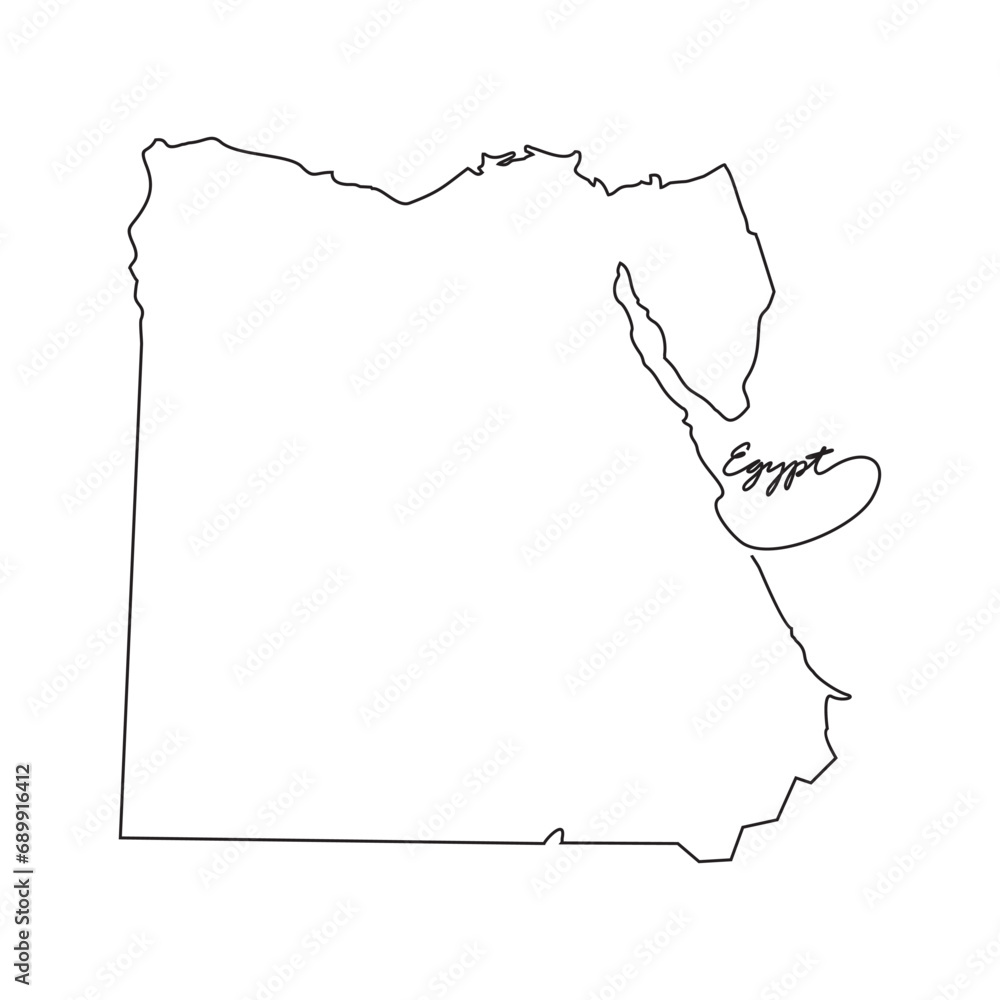 One continuous line drawing of country Map for Egypt vector ...