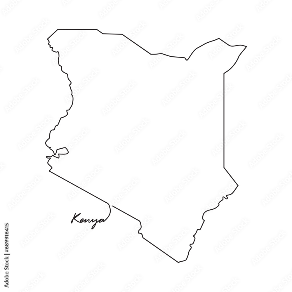 One continuous line drawing of country Map for Kenya vector illustration. Country map illustration simple linear style vector concept. Country territorial area and suitable for your asset design One continuous line drawing of country Map for Kenya vector illustration. Country map illustration simple linear style vector concept. Country territorial area and suitable for your asset design