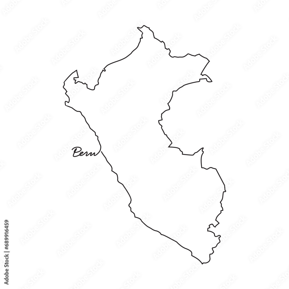 One continuous line drawing of country Map for Peru vector illustration. Country map illustration simple linear style vector concept. country territorial area and suitable for your asset