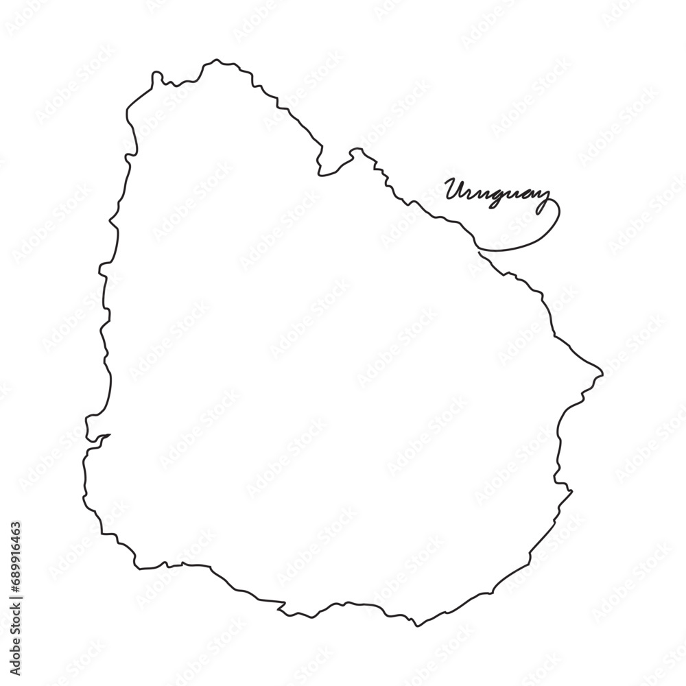One continuous line drawing of country Map for Uruguay vector illustration. Country map illustration simple linear style vector concept. country territorial area and suitable for your asset