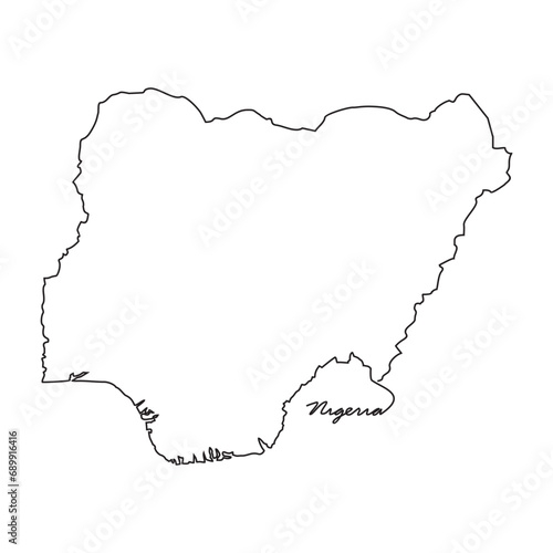 One continuous line drawing of country Map for Nigeria vector illustration. Country map illustration simple linear style vector concept. Country territorial area and suitable for your asset design