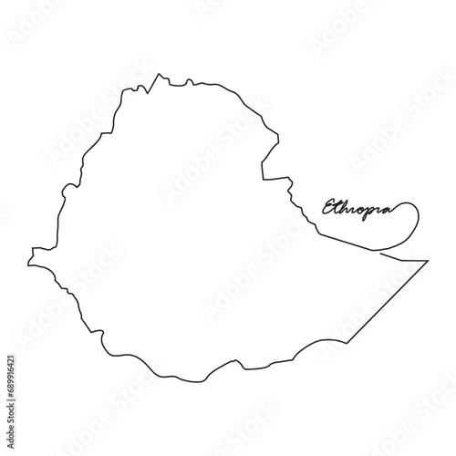 One continuous line drawing of country Map for Ethiopia vector illustration. Country map illustration simple linear style vector concept. Country territorial area and suitable for your asset design