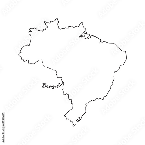 One continuous line drawing of country Map for Brazil vector illustration. Country map illustration simple linear style vector concept. country territorial area and suitable for your asset