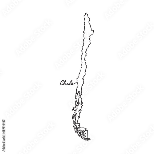 One continuous line drawing of country Map for Chile vector illustration. Country map illustration simple linear style vector concept. country territorial area and suitable for your asset