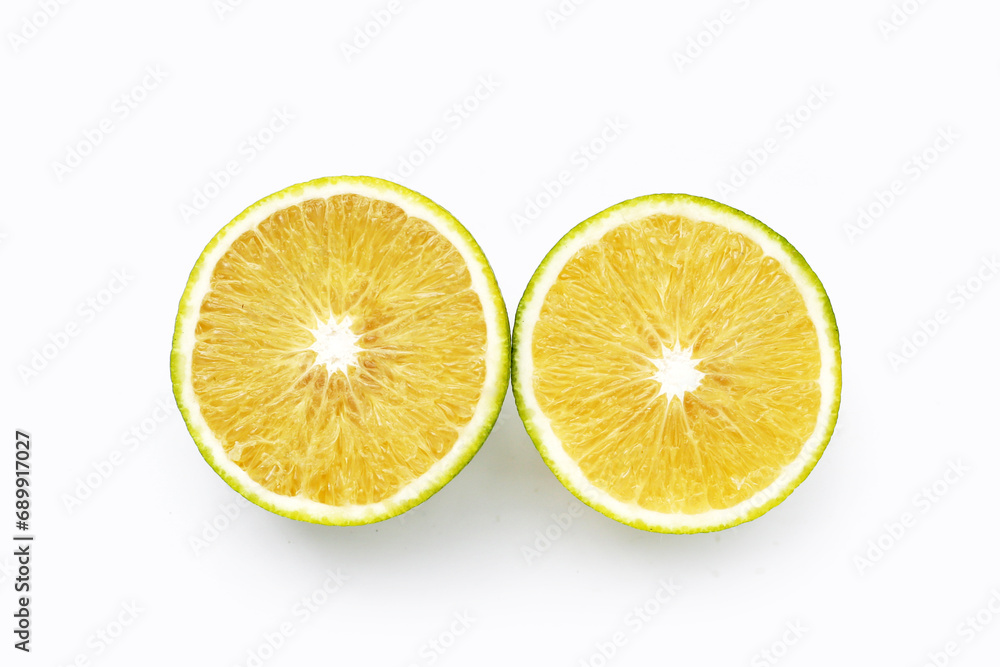 Citrus sinensis, sweet orange fruit on white background Citrus sinensis, sweet orange fruit on white background