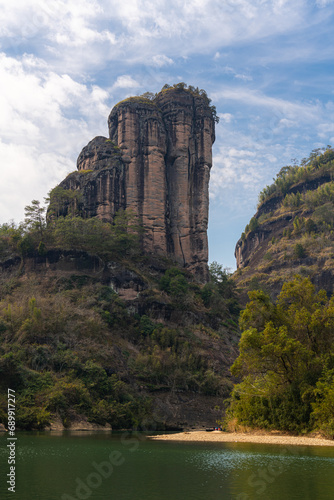 Wuyishan Yufu Peak, Fujian, China. Vertical image with copy space for text photo