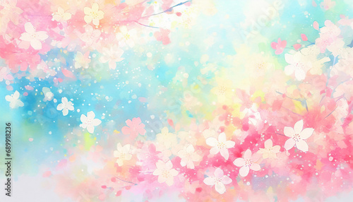 桜の水彩画　ふわふわ優しい手描き風イラスト