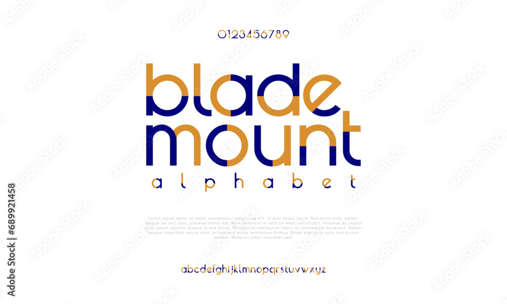 Blademount creative modern urban alphabet font. Digital abstract moslem, futuristic, fashion, sport, minimal technology typography. Simple numeric vector illustration Blademount creative modern urban alphabet font. Digital abstract moslem, futuristic, fashion, sport, minimal technology typography. Simple numeric vector illustration
