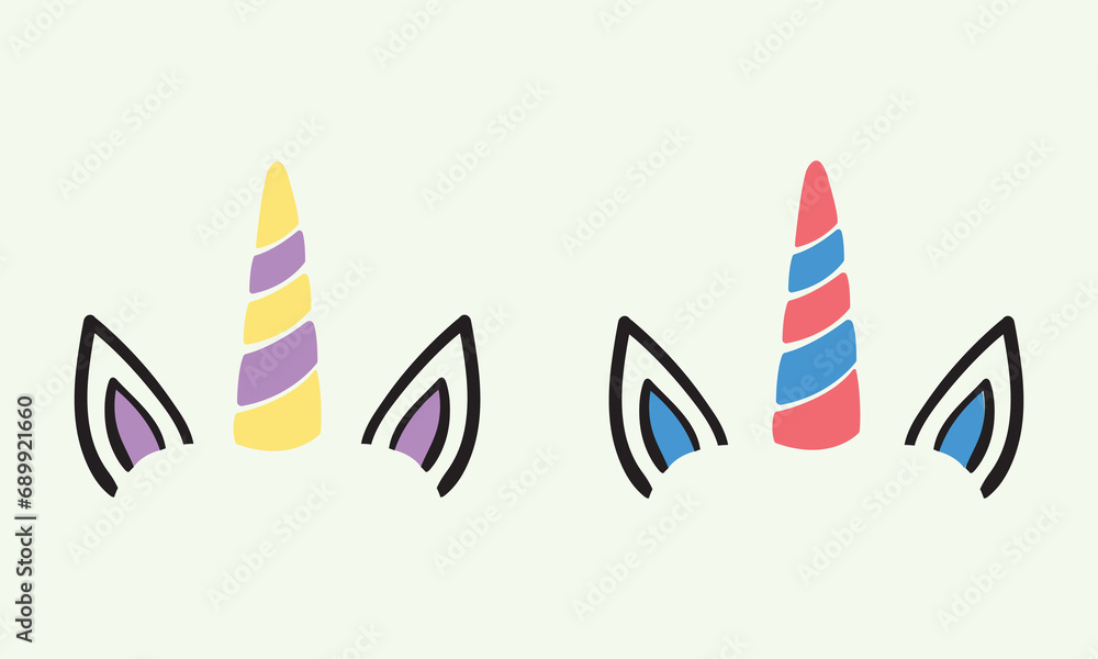 Unicorn Horn With Ears Vector and Clip Art Stock Vector | Adobe Stock