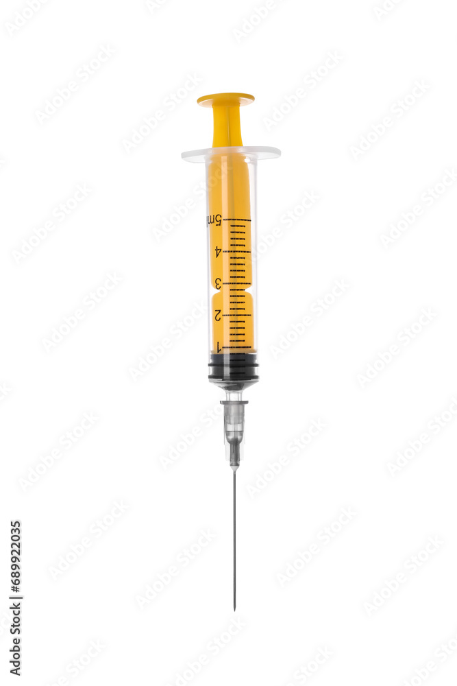 New medical syringe with needle isolated on white New medical syringe with needle isolated on white
