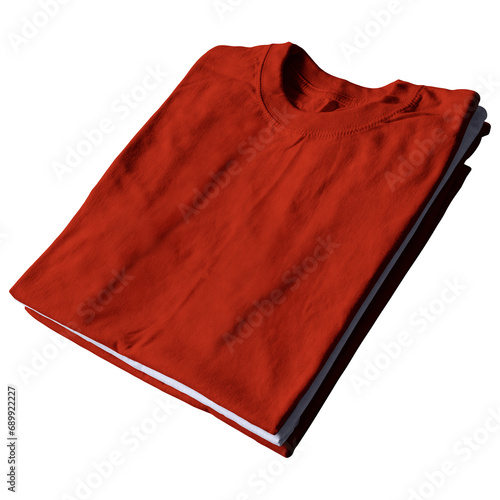 Use this Marvelous Folded View T Shirt MockUp In Russet Brown And White Color to shorten your design process.