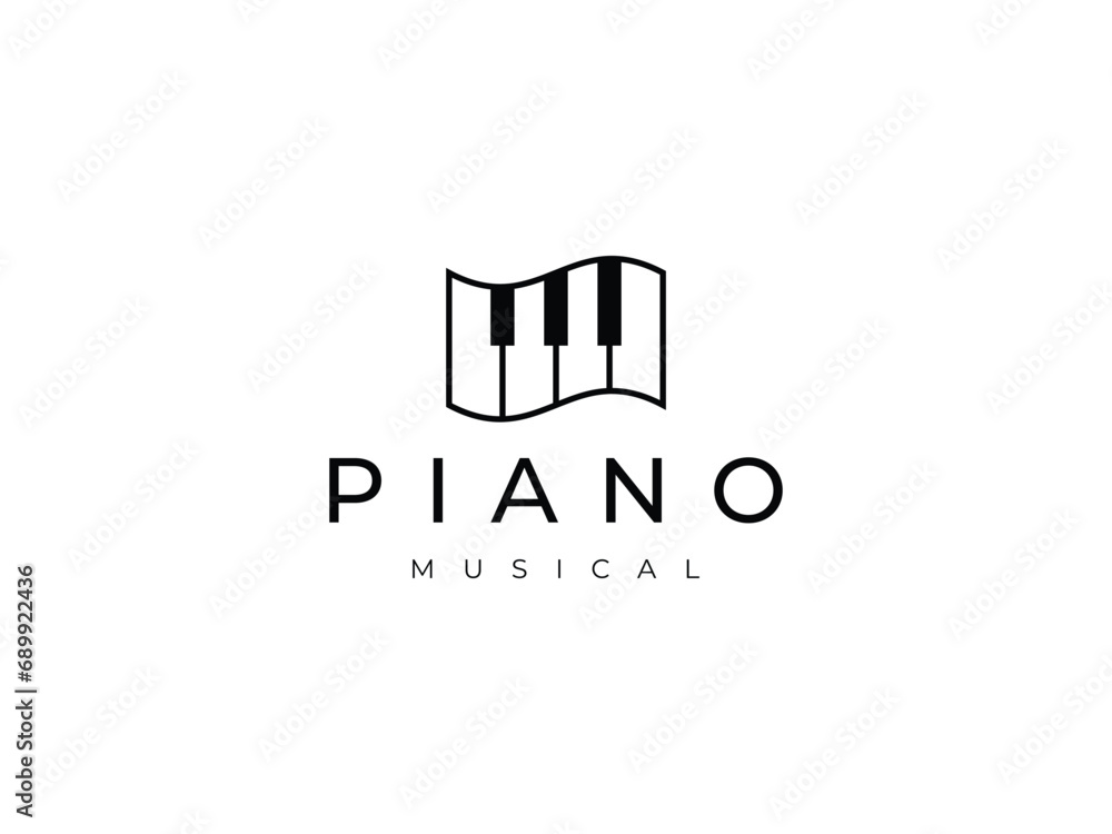piano with wave effect logo design