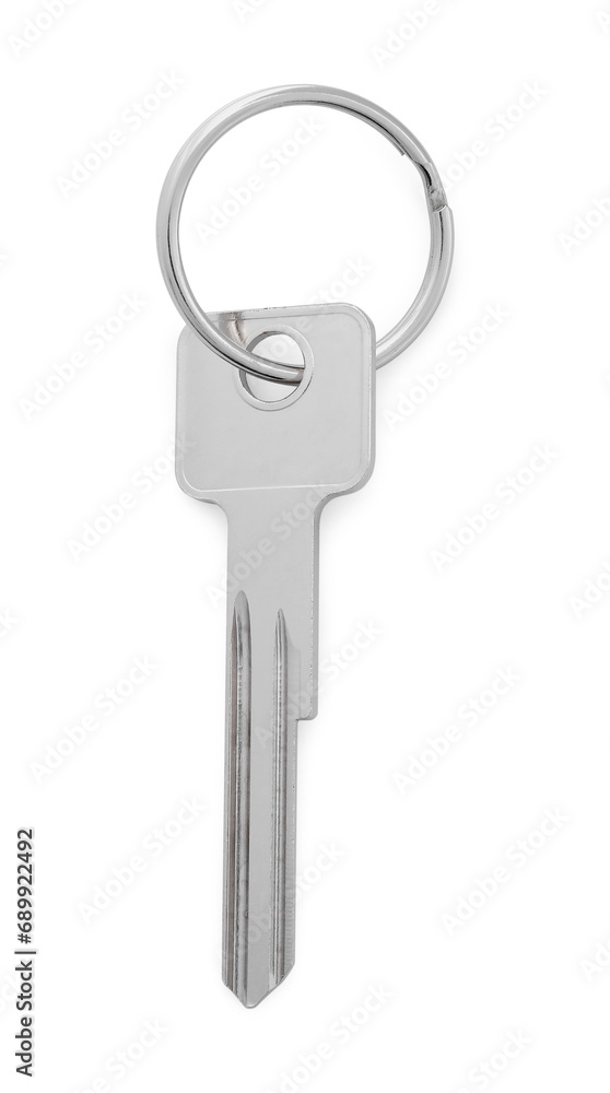 One key with ring isolated on white, top view One key with ring isolated on white, top view