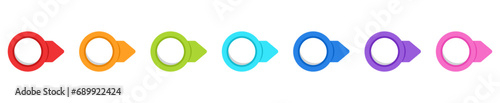 Flat circle arrow bullet point colorful rainbow illustration